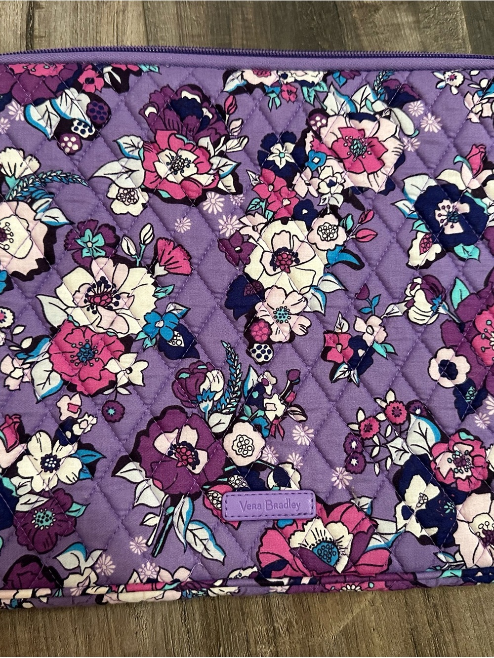Vera Bradley Quilted Floral Cosmetic Pouch - Purple Pink Blue